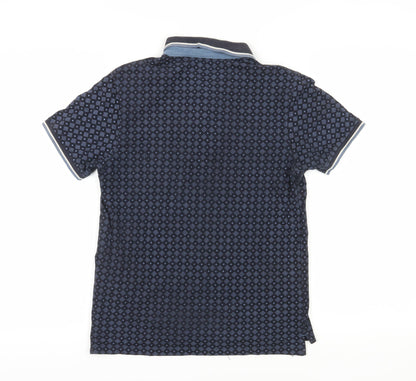 Jack & Jones Blue Geometric Polo Shirt - Men's S