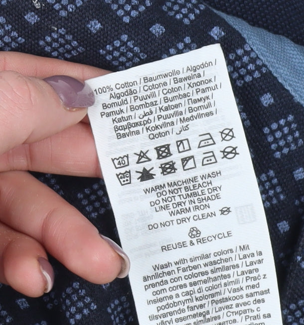 Jack & Jones Blue Geometric Polo Shirt - Men's S