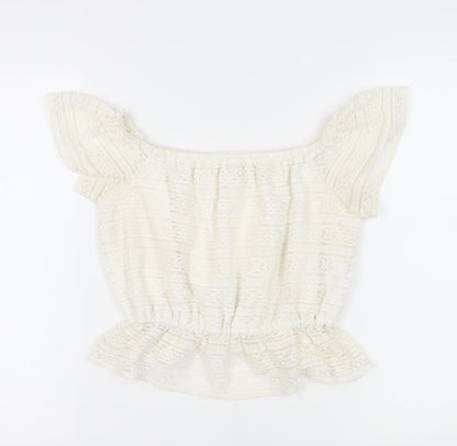 Miss Selfridge Women's Ivory Peasant Blouse Size 10