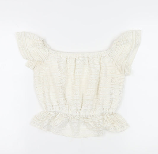 Miss Selfridge Women's Ivory Peasant Blouse Size 10