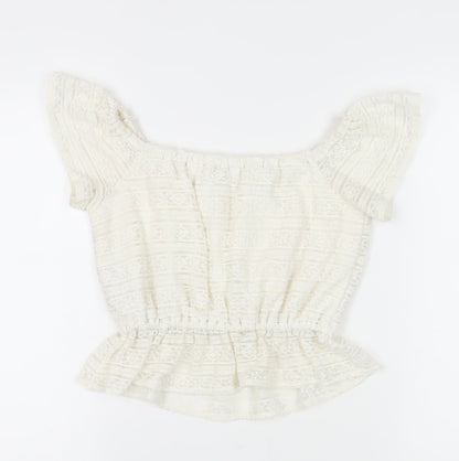 Miss Selfridge Women's Ivory Peasant Blouse Size 10