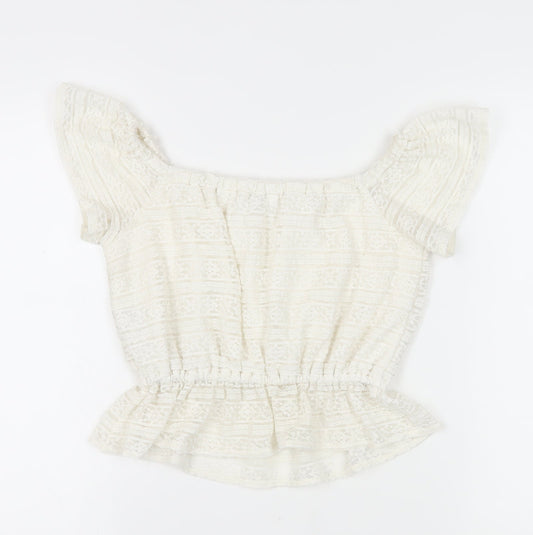 Miss Selfridge Women's Ivory Peasant Blouse Size 10