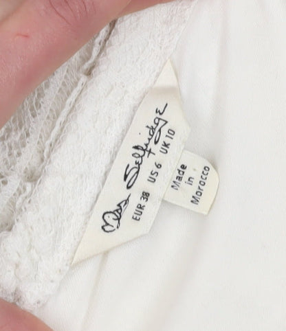 Miss Selfridge Women's Ivory Peasant Blouse Size 10