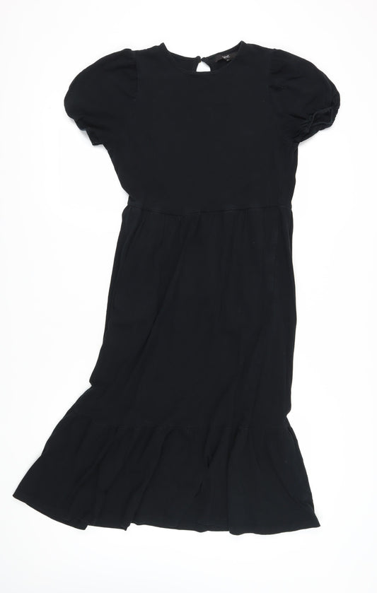 Next Women's Black Midi Shift Dress Size 12