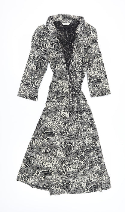 New Look Women's Black Paisley Midi Wrap Dress