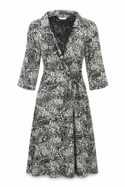 New Look Women's Black Paisley Midi Wrap Dress