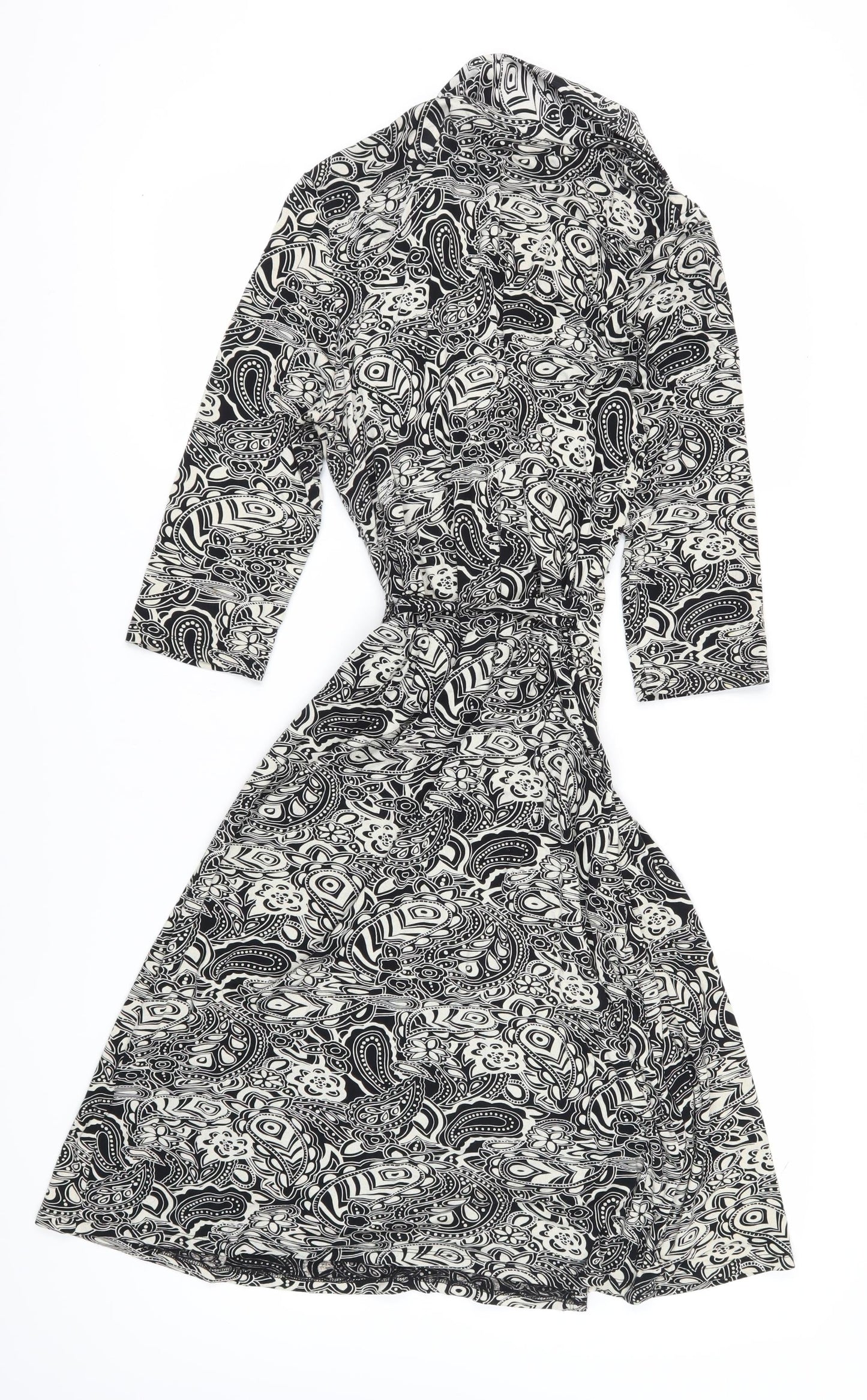 New Look Women's Black Paisley Midi Wrap Dress
