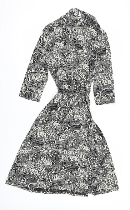 New Look Women's Black Paisley Midi Wrap Dress