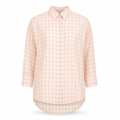 Zara Women's Pink Button-Up Shirt, Size 4, Check Pattern