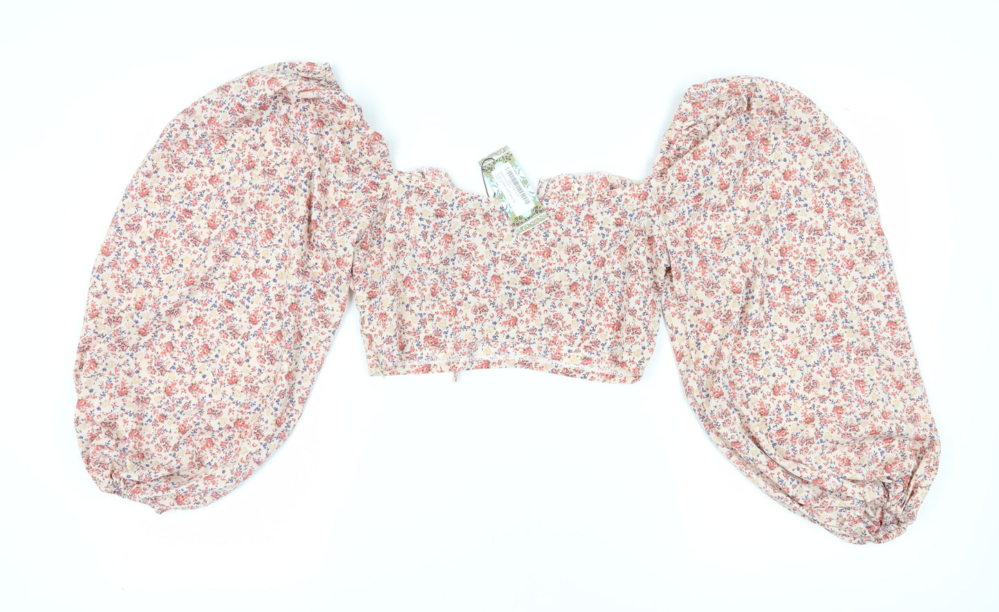Boohoo Women’s Cropped Floral Balloon Sleeve Blouse Size 12