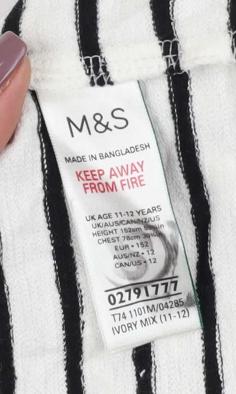 Marks and Spencer Girls Ivory Striped Pullover Sweatshirt 11-12Y