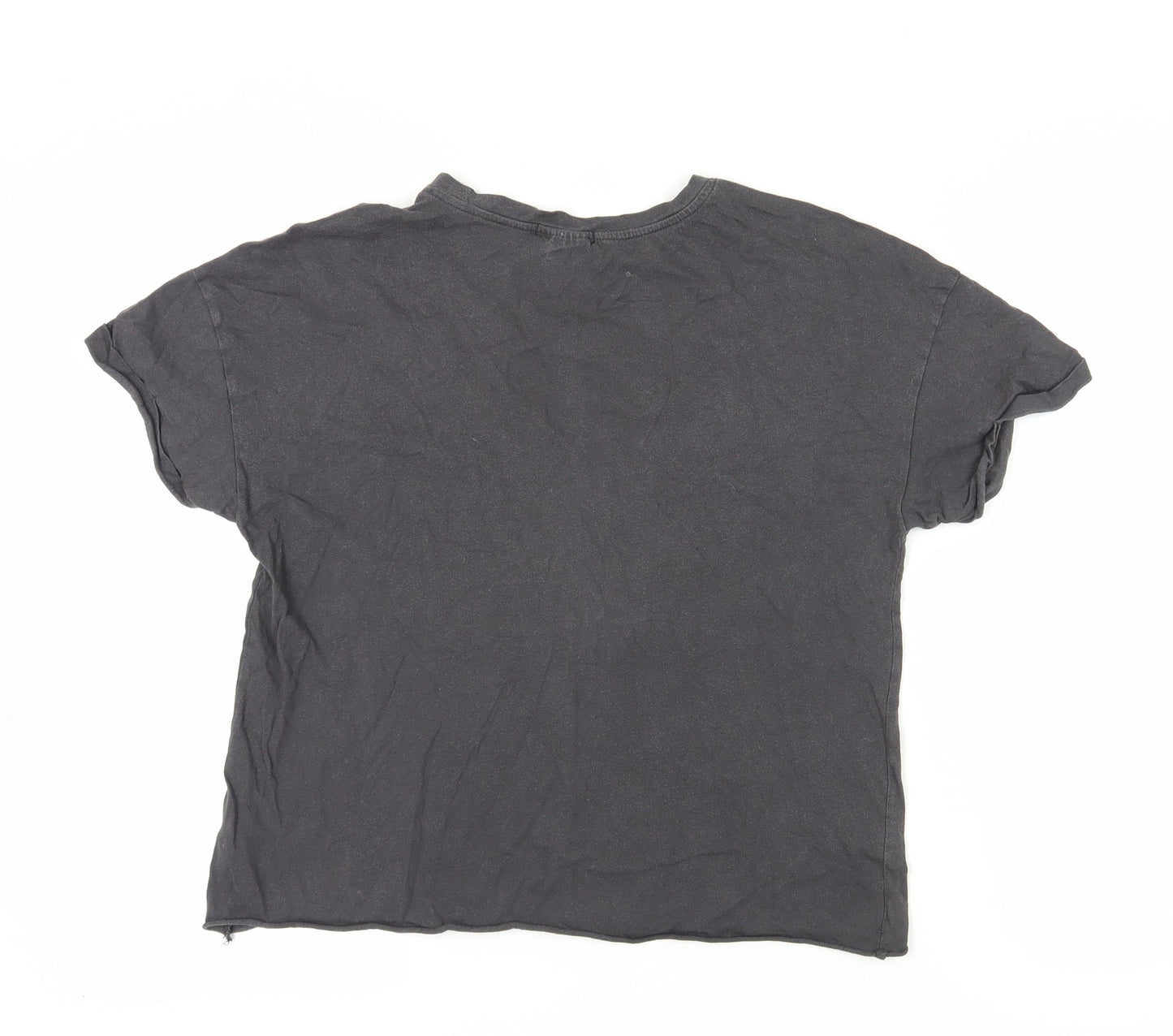 Bershka Unisex Black T-Shirt, S, Basic Crew Neck