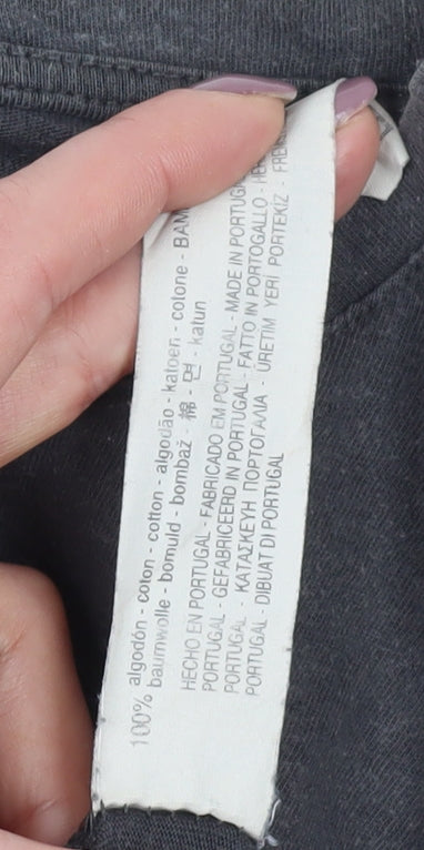 Bershka Unisex Black T-Shirt, S, Basic Crew Neck