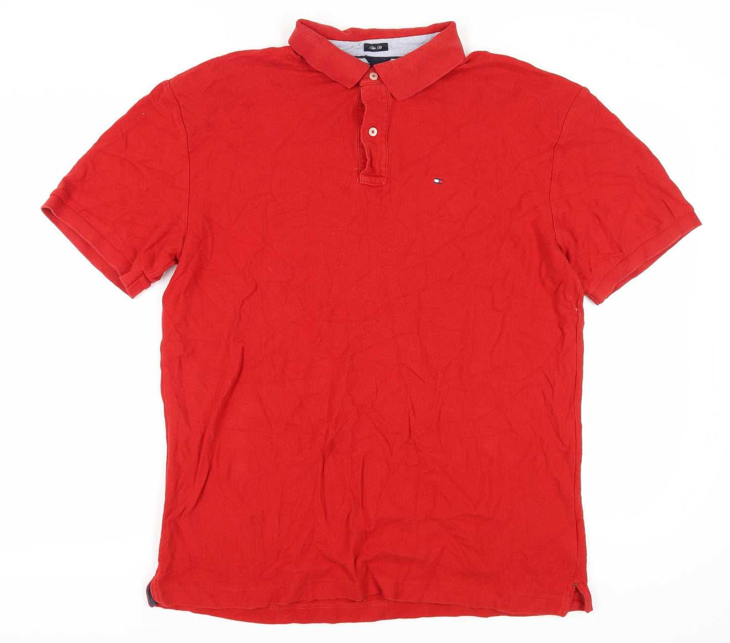 Tommy Hilfiger Men's Red Slim Fit Polo 2XL