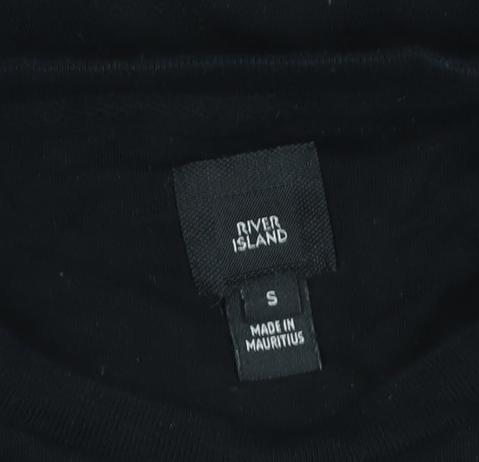 River Island Men's Black Crew Neck T-Shirt Size S