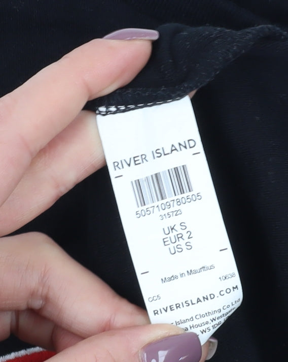 River Island Men's Black Crew Neck T-Shirt Size S