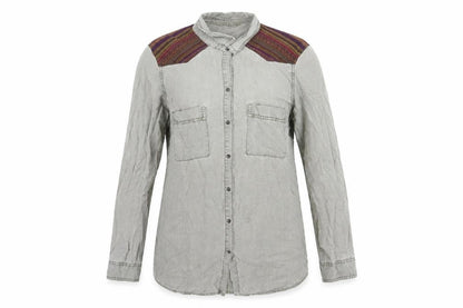 Womens UK Size M Zara Grey Basic Button-Up