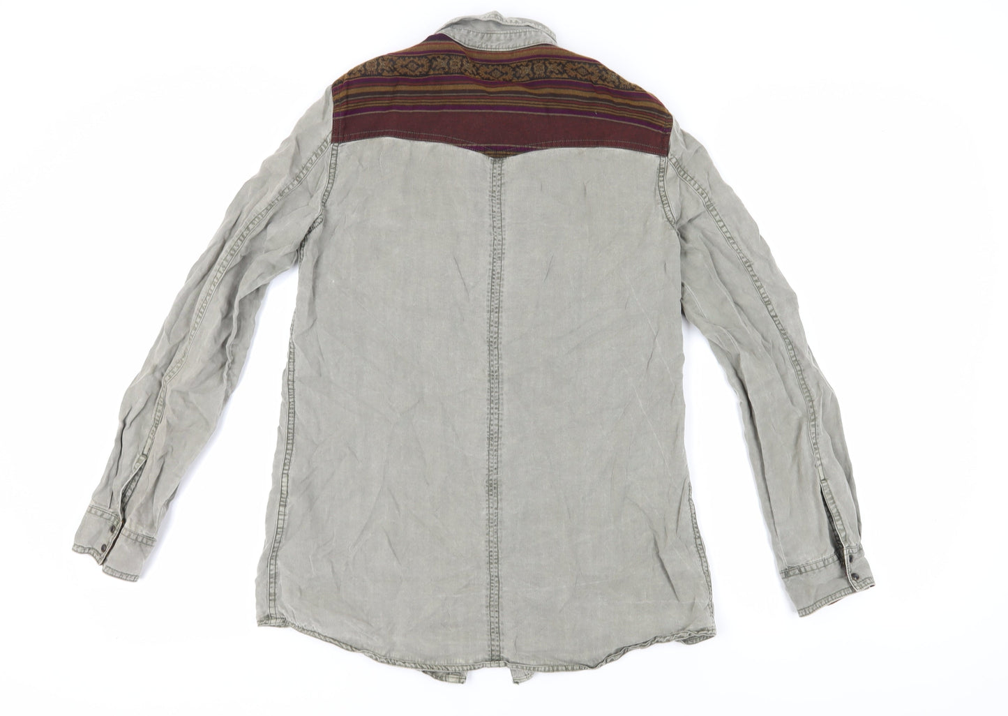 Womens UK Size M Zara Grey Basic Button-Up