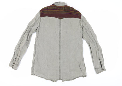 Womens UK Size M Zara Grey Basic Button-Up