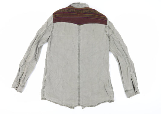 Womens UK Size M Zara Grey Basic Button-Up