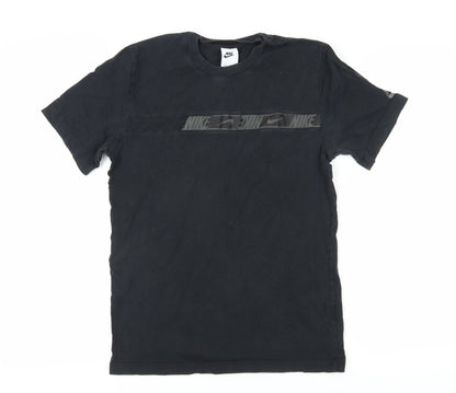 Nike Men's Black T-Shirt, Size S, Crew Neck, Logo Accent