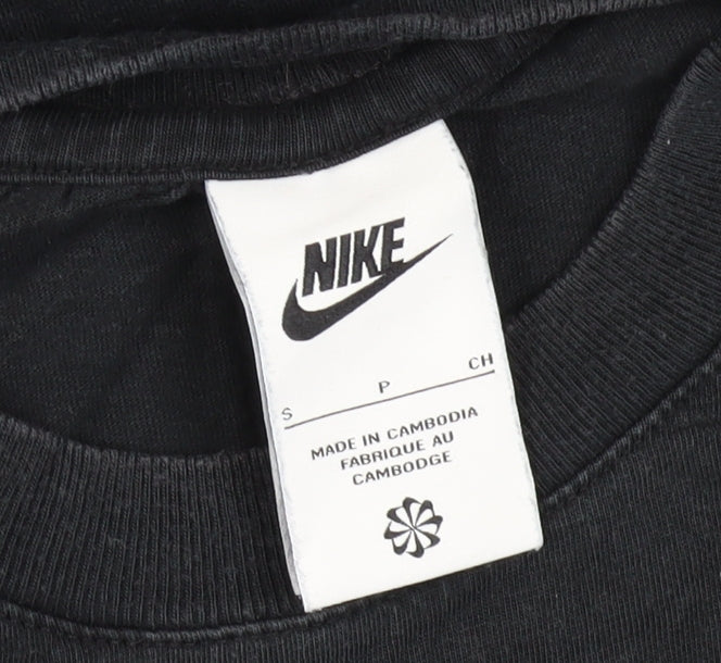 Nike Men's Black T-Shirt, Size S, Crew Neck, Logo Accent