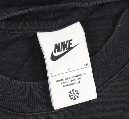 Nike Men's Black T-Shirt, Size S, Crew Neck, Logo Accent
