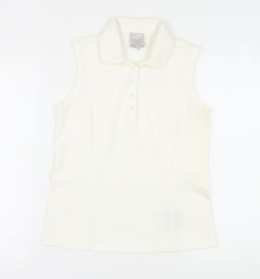 Nike Women's White Sleeveless Polo Shirt Size M