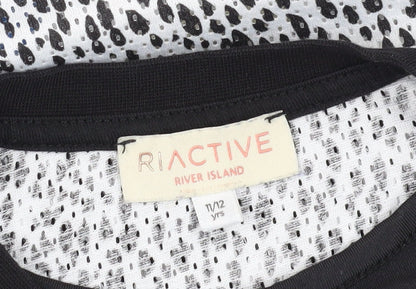 River Island Girls Black White Animal Print T-Shirt 11-12