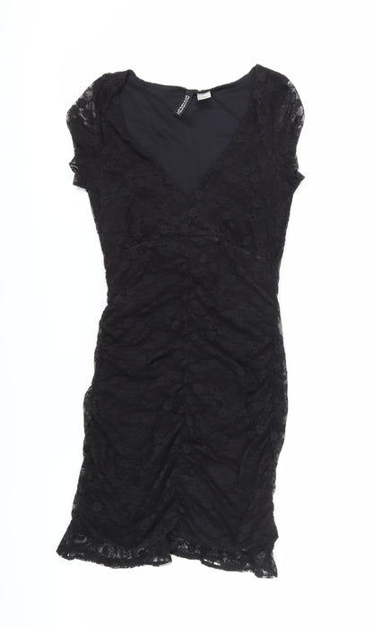 H&M Women's Black XS Lace Sheath Dress for Parties