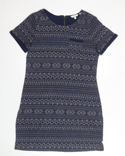 FatFace Women's Blue Geometric Sheath Dress Size 14