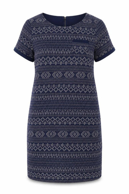 FatFace Women's Blue Geometric Sheath Dress Size 14