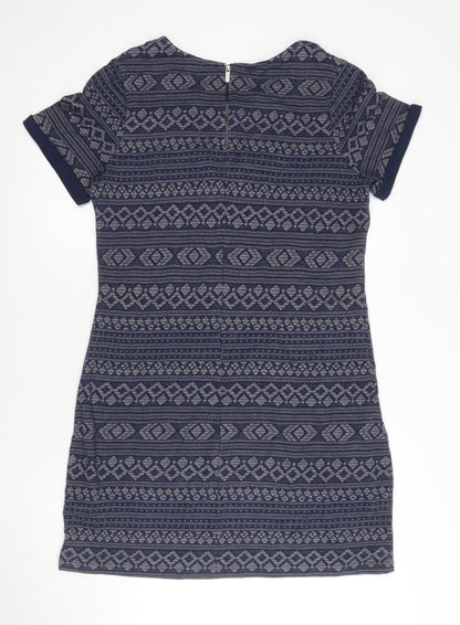 FatFace Women's Blue Geometric Sheath Dress Size 14