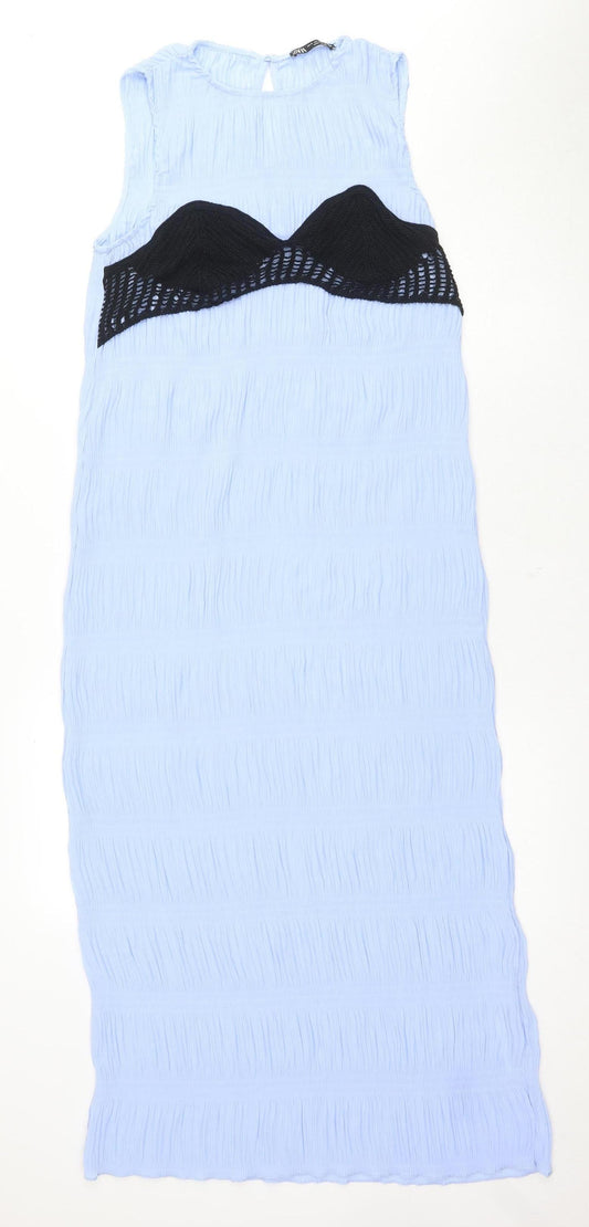 ZARA Women's Blue Shift Sleeveless Dress Size S