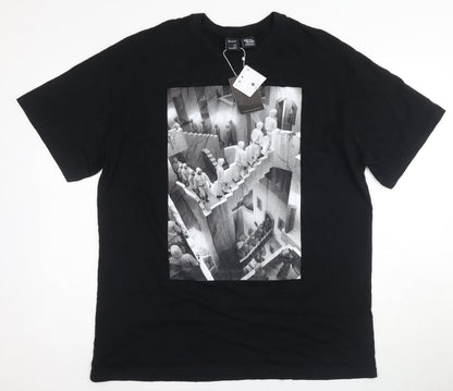 Mens UK Size M Bershka Black  T-Shirt