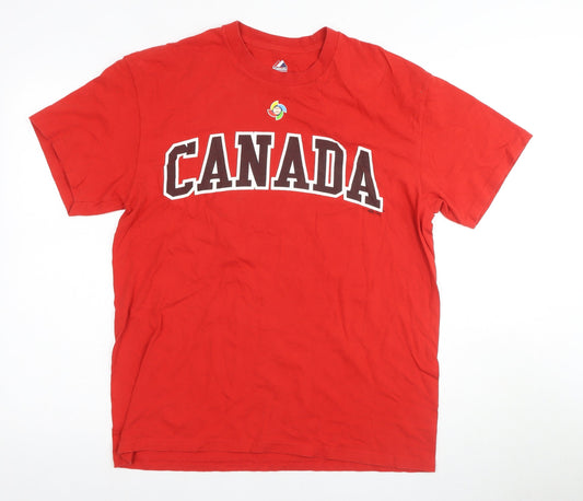 Majestic Men's Red Sports Graphic T-Shirt L