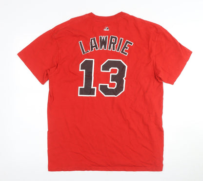 Majestic Men's Red Sports Graphic T-Shirt L