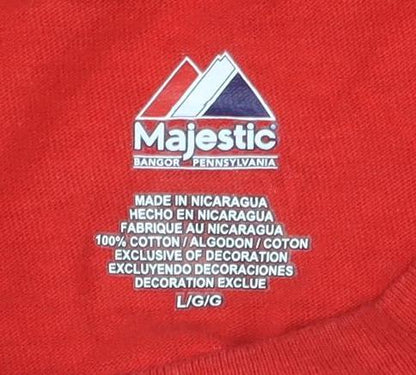 Majestic Men's Red Sports Graphic T-Shirt L