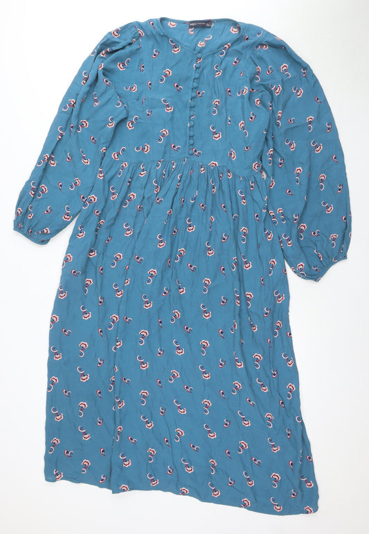 Marks and Spencer Women's Blue Paisley Dress Size 8