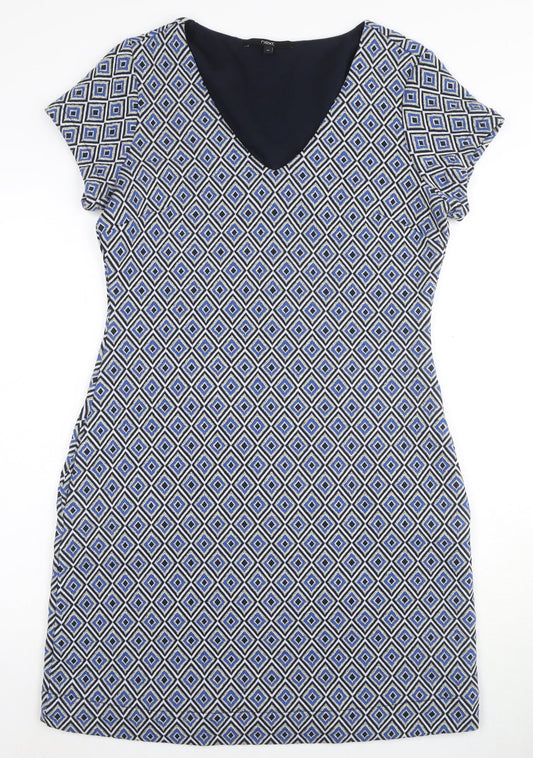 Next Women's Blue Geometric Sheath Dress Size 12
