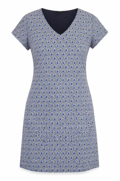 Next Women's Blue Geometric Sheath Dress Size 12