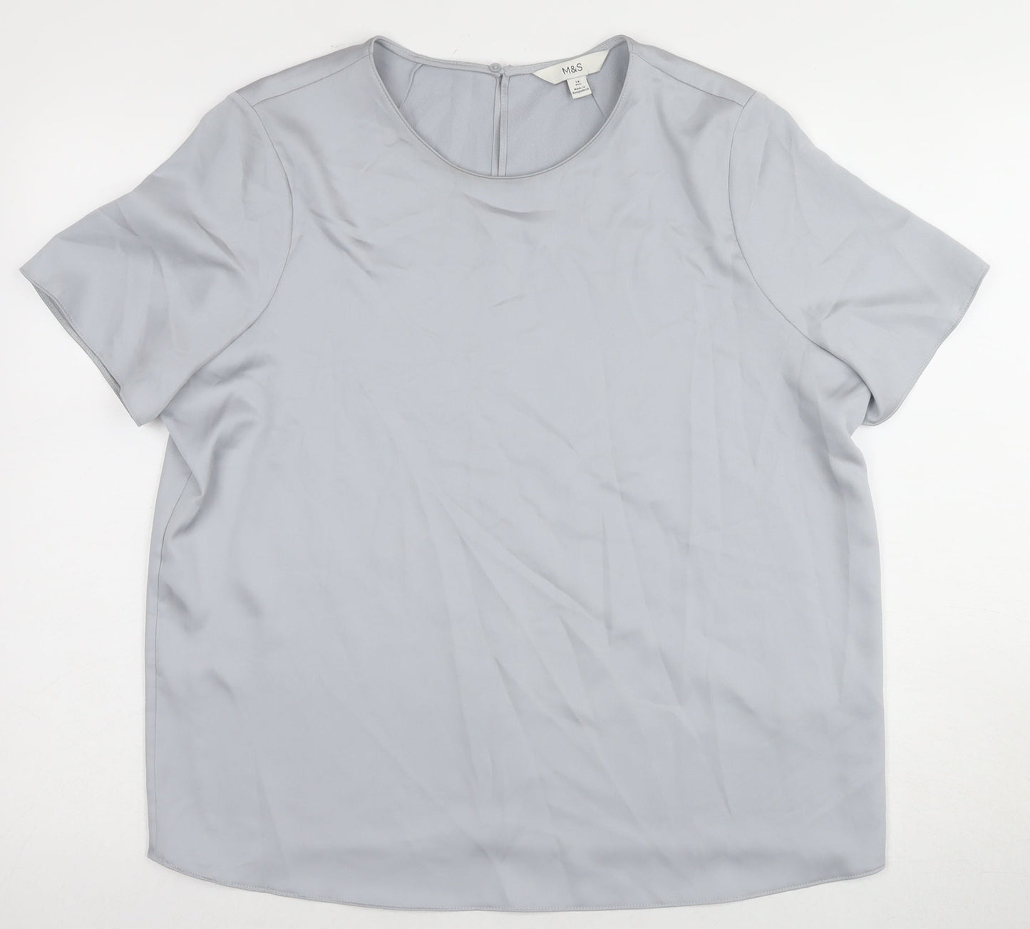 Marks and Spencer Women's Grey Blouse, Size 14, Round Neck