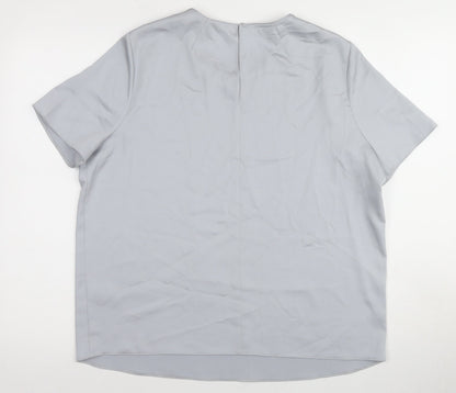 Marks and Spencer Women's Grey Blouse, Size 14, Round Neck