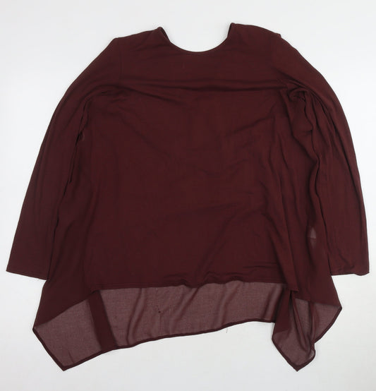 Womens UK Size 10 Apricot Red Tunic Blouse