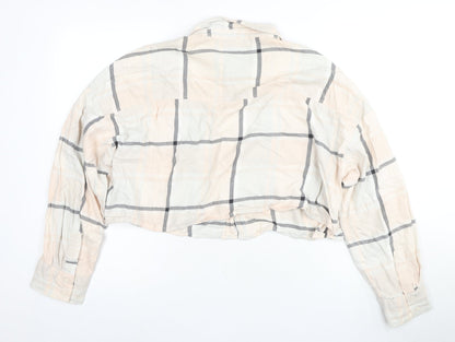 Womens UK Size L Monki Multicoloured Cropped Button-Up