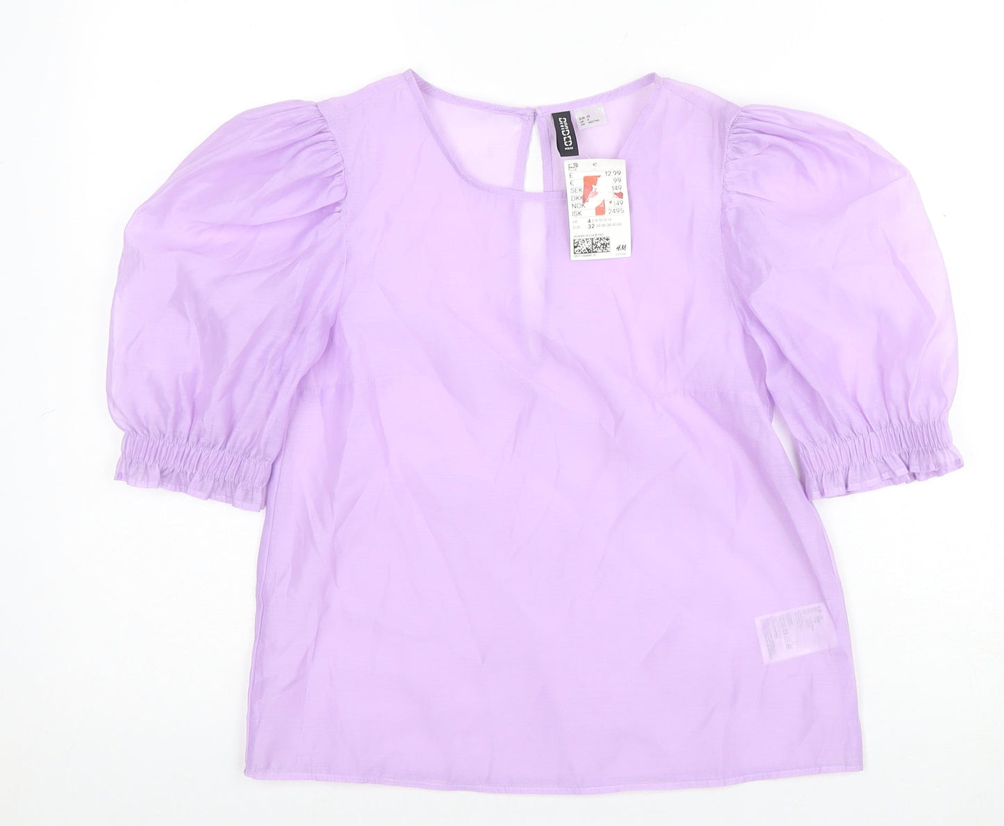 Womens UK Size 4 H&M Purple Basic Blouse