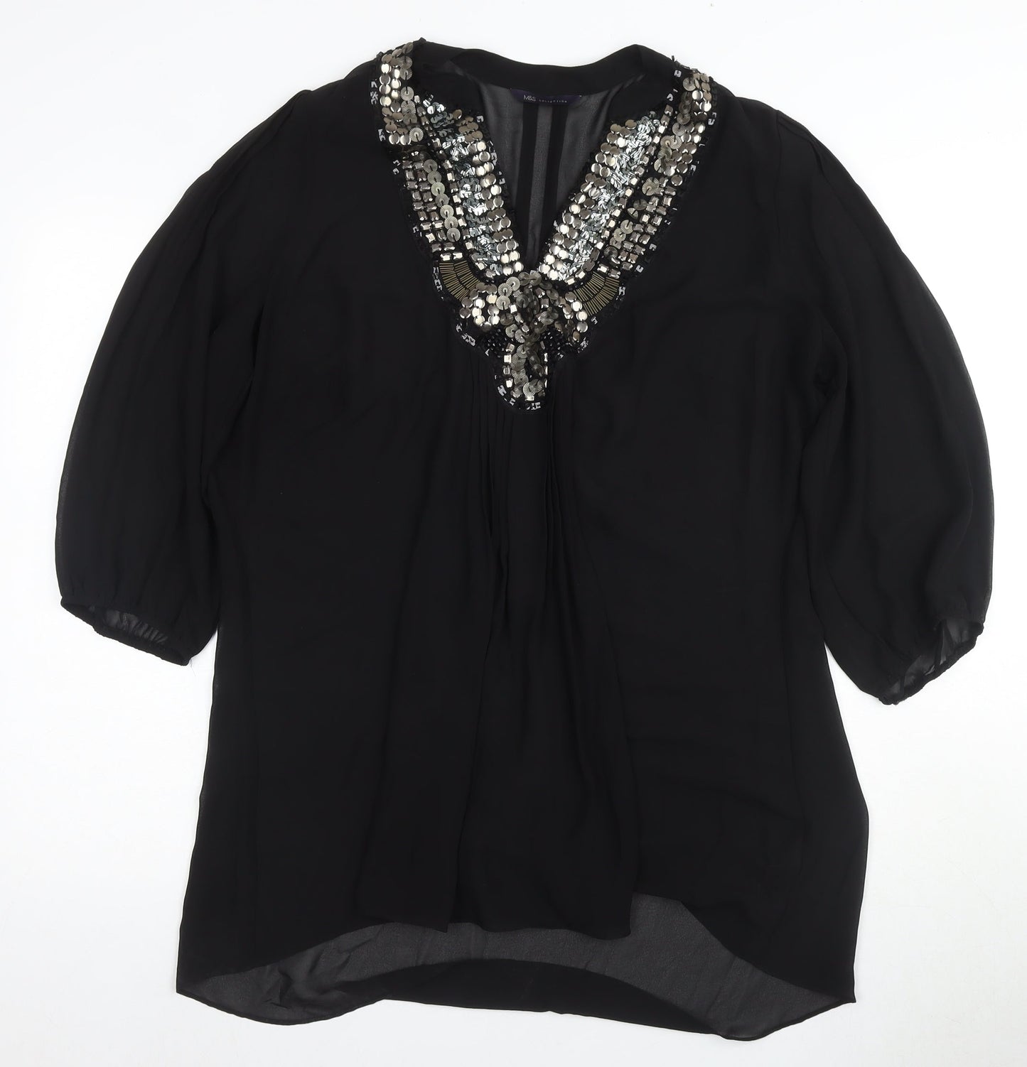 Womens UK Size XL M&S Collection Black Basic Blouse