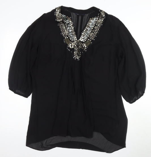Womens UK Size XL M&S Collection Black Basic Blouse