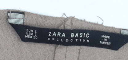 Womens UK Size L Zara Beige Basic Jacket