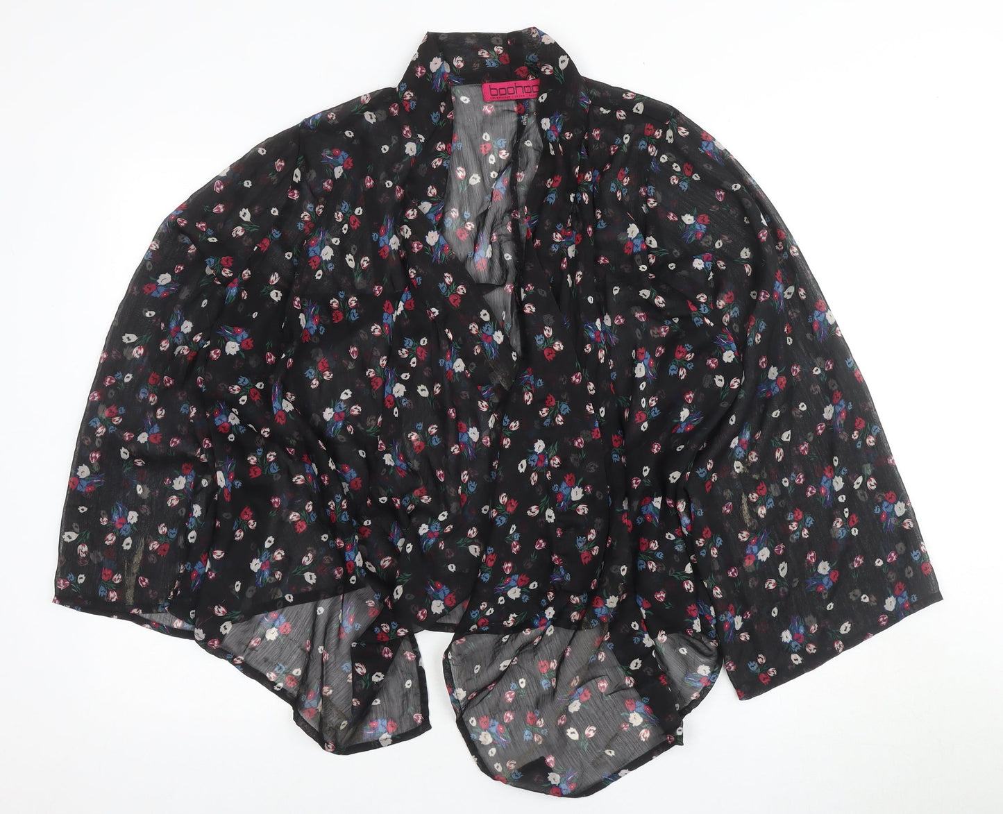 Boohoo Women's Black Kimono Floral Blouse S